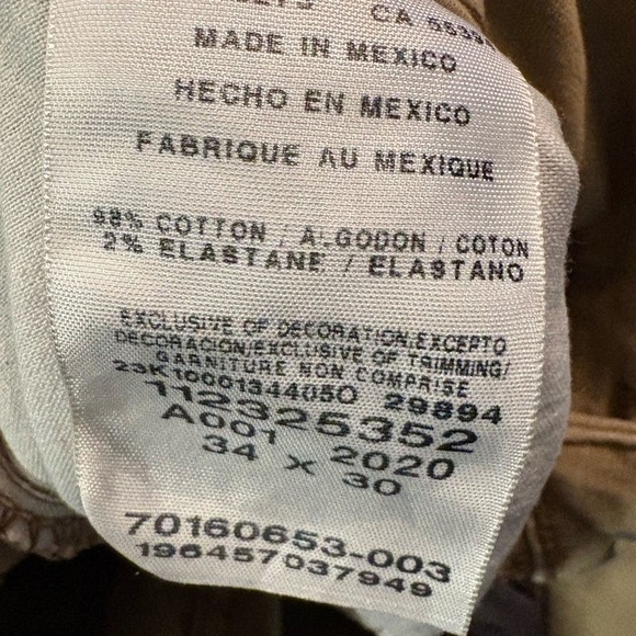 Wrangler Mens 34x30 Khaki Chino Pants Slim Straight Workwear Casual Stretch - Picture 4 of 4